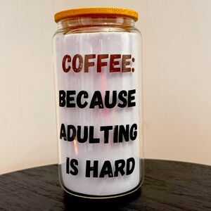Coffee Quote Glass Jar